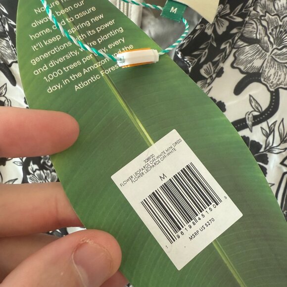 Farm Rio Flower Leopard Pads Mini Dress Black White Size M NWT - Picture 4 of 7